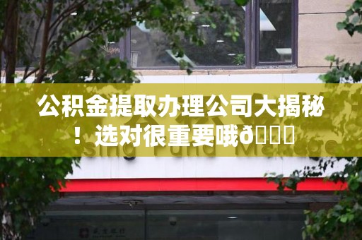 池州公积金提取办理公司大揭秘！选对很重要哦😎